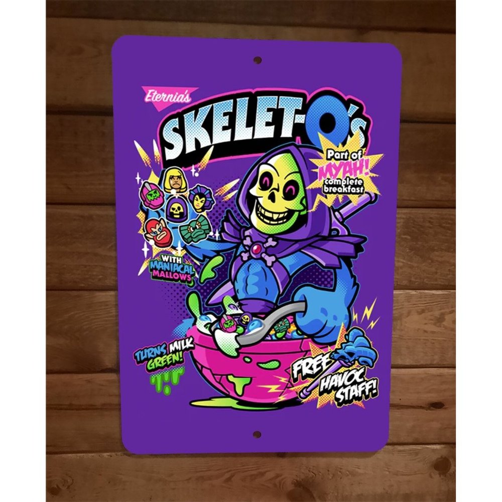 Skelet-Os MOTU Cereal Skeletor Masters of the Universe 8x12 Metal Wall Sign